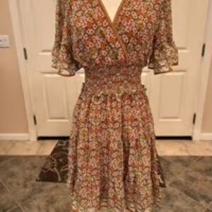 NWT MAX STUDIO Georgette Short Tiered Flutter Sleeve Dress
